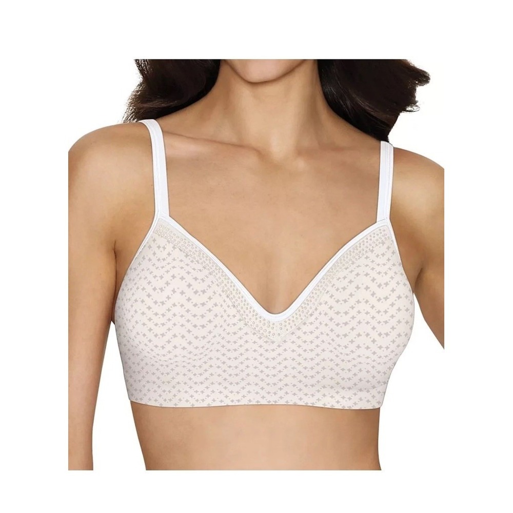 Women's Hanes Smooth Comfort Wire Free Bra XL MHW199 Cream Gray Print Cooling